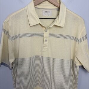Linksoul Men's L Tempus Fugit‎ Golf Performance Polo Shirt Preppy Yellow Gray